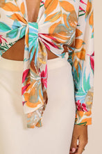 Load image into Gallery viewer, Cozumel Tropical Tie Front Crop Top
