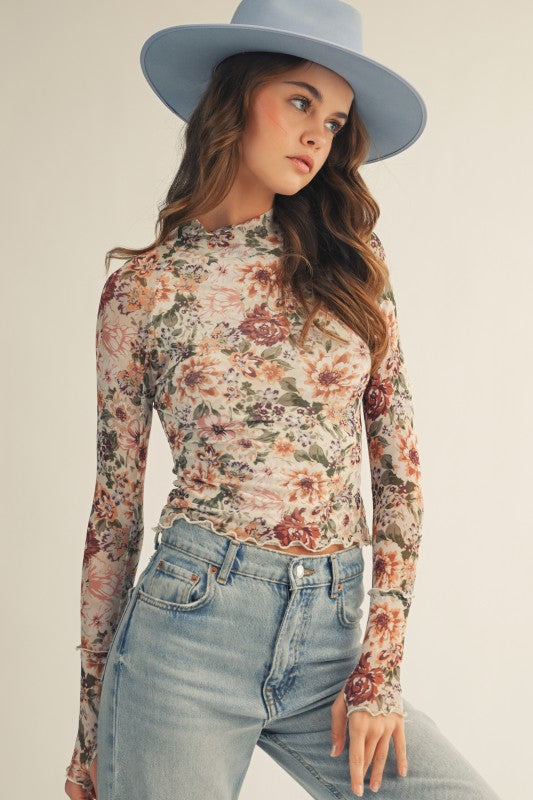 Garden Muse Floral Mesh Top