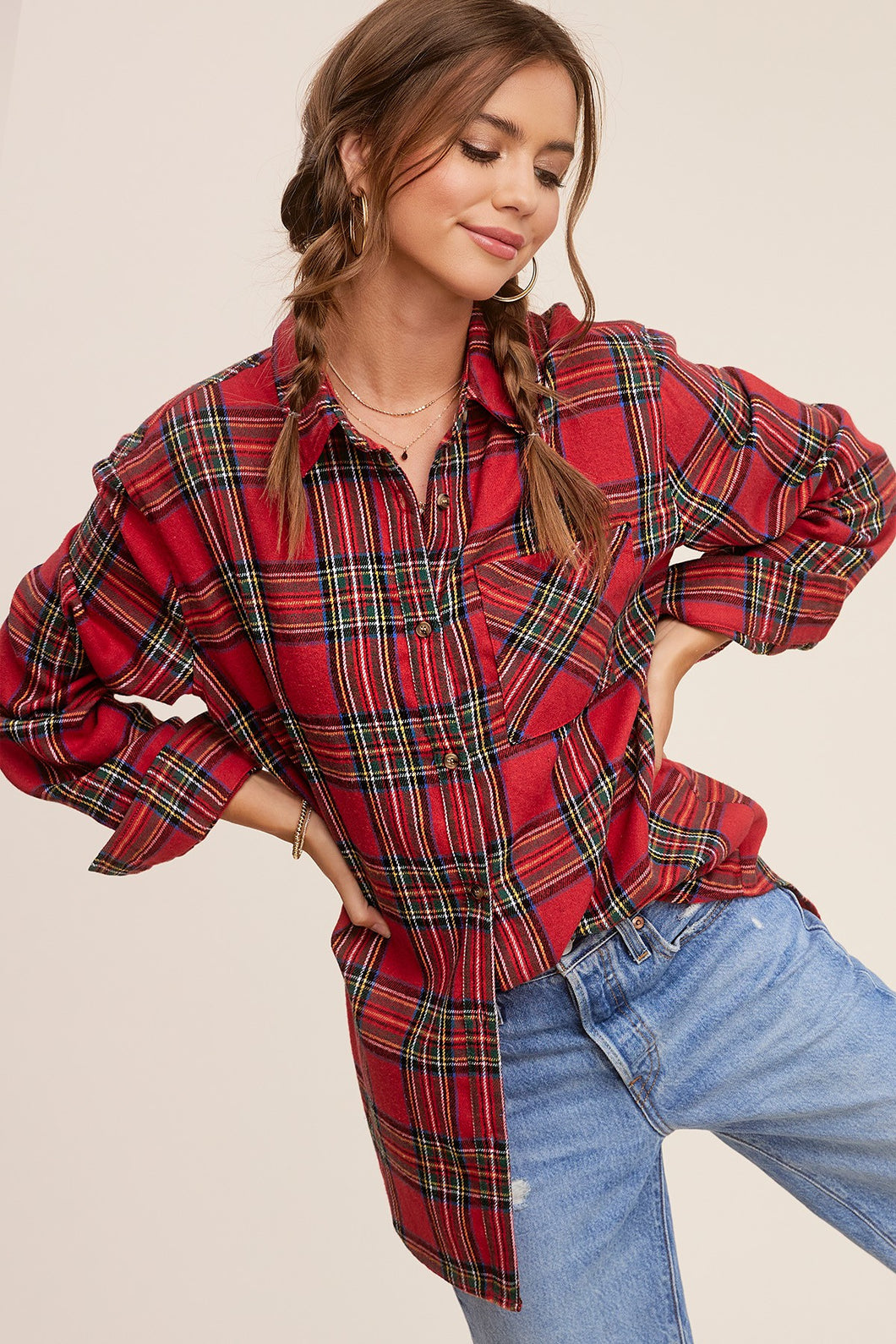 Denver Bound Plaid Shirt In Christmas Red