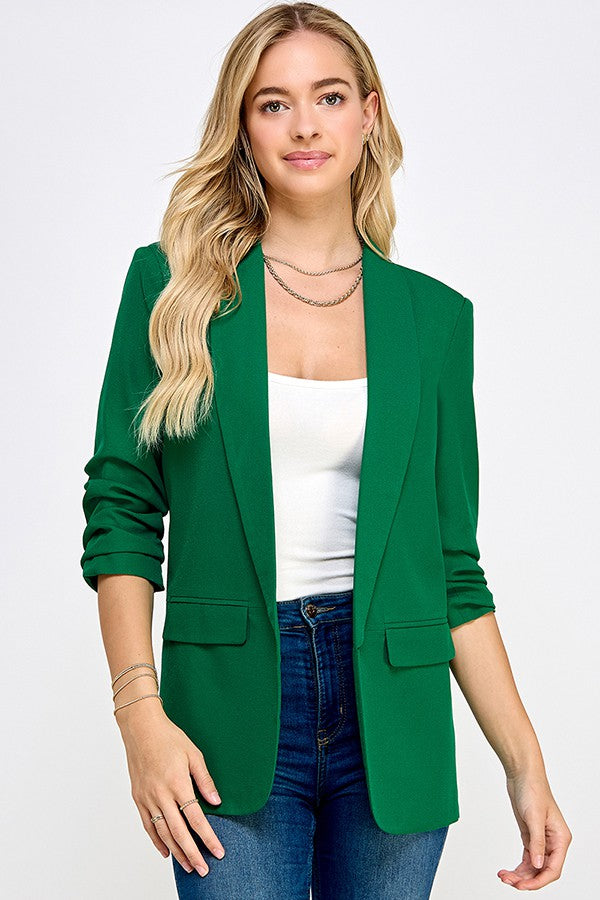 She Means Business Blazer In Pine Green