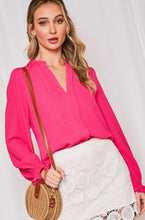 Load image into Gallery viewer, Sweet Spot Long Sleeve Fuchsia Blouse
