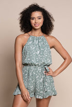 Load image into Gallery viewer, Taken Spotted Sage Green Romper

